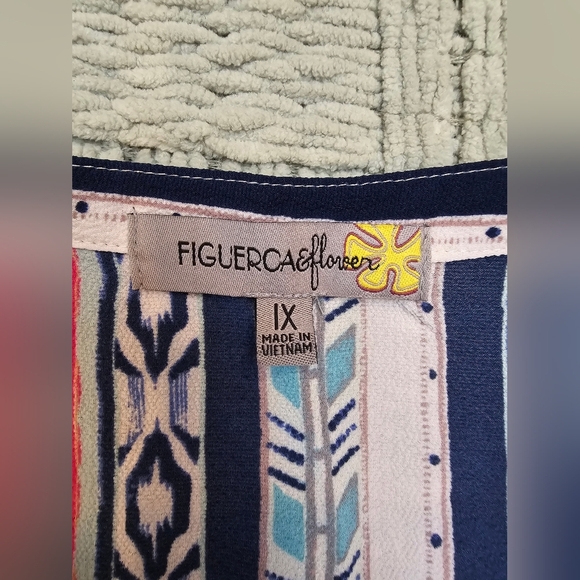 Figuerca and Flower Sheer Boho 3/4 Sleeve Top 1X Lace Accent - Picture 6 of 8